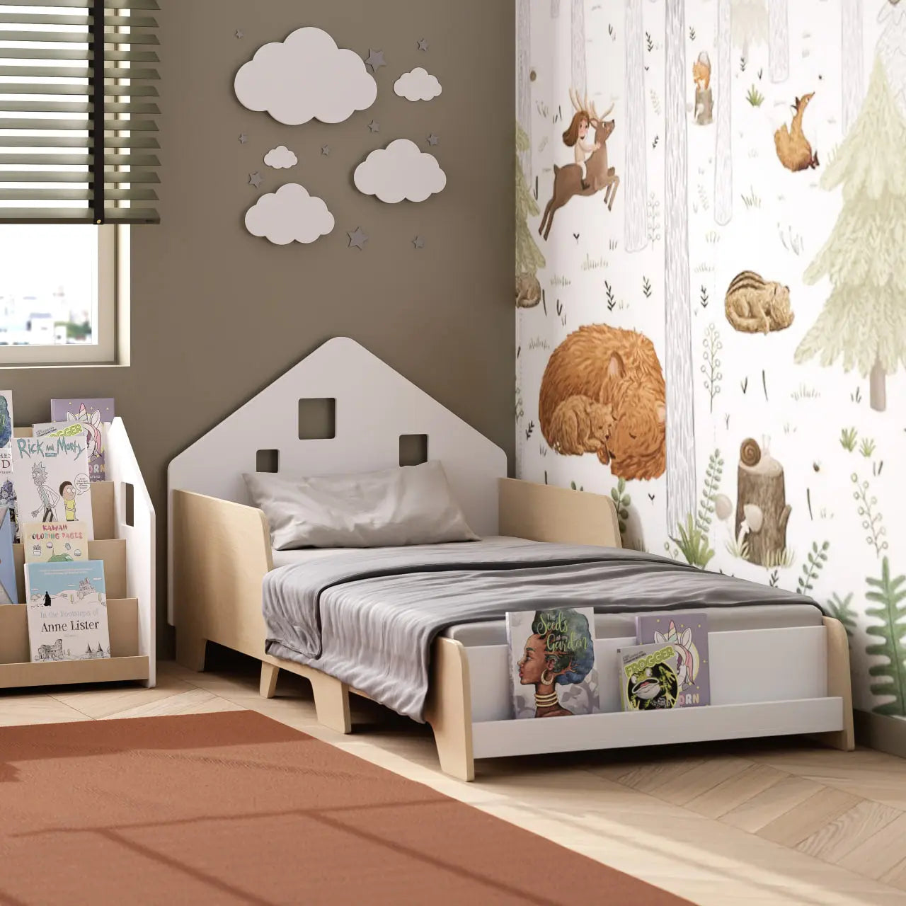 Lit Montessori extensible en forme de maison avec éclairage LED – Couleur blanche BusyKids Europe s.r.o.