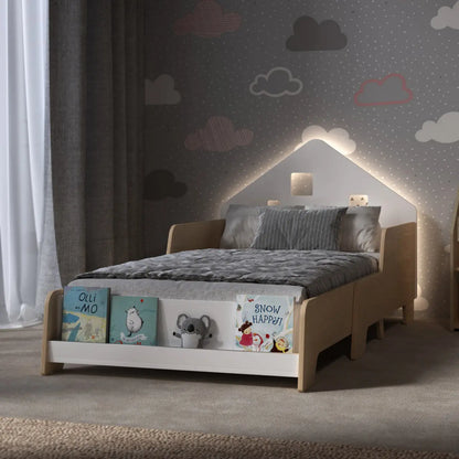 Lit Montessori extensible en forme de maison avec éclairage LED – Couleur blanche BusyKids Europe s.r.o.