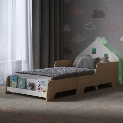 Lit Montessori extensible en forme de maison avec éclairage LED – Couleur blanche BusyKids Europe s.r.o.
