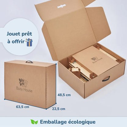 Ensemble - Busy board maisonnette natura et cube interactif Busykids