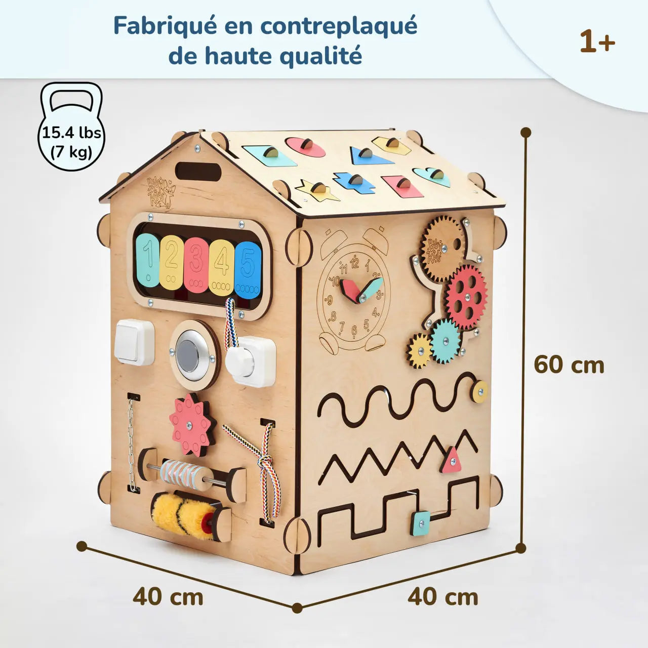 Ensemble - Busy board maisonnette natura et cube interactif Busykids