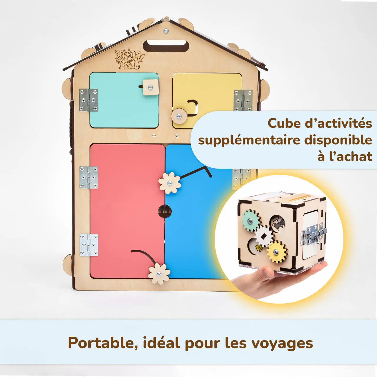 Ensemble - Busy board maisonnette natura et cube interactif Busykids