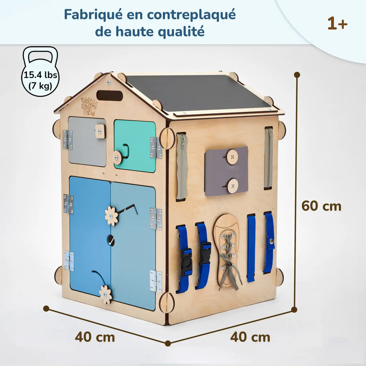 Ensemble - Busy board maisonnette natura et cube interactif Busykids