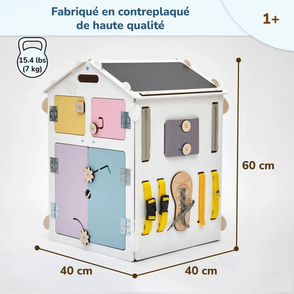 Ensemble - Busy board maisonnette blanche et cube interactif Busykids