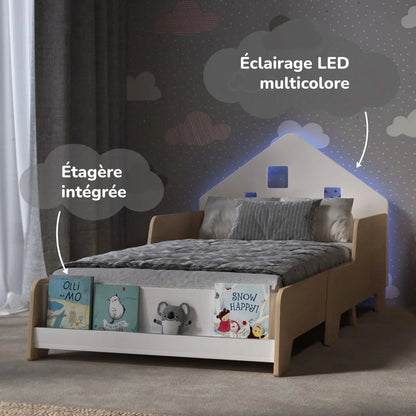 Lit montessori extensible en forme de maison avec éclairage LED BusyKids Europe s.r.o.