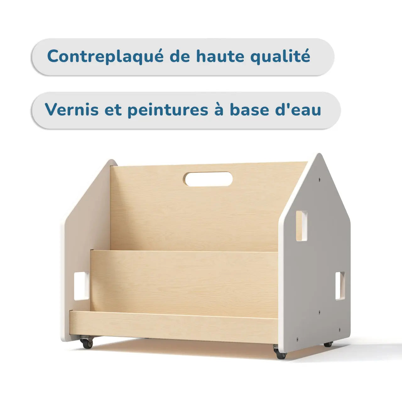 Bibliothèque enfant double-face sur roulettes - Couleur blanche BusyKids Europe s.r.o.
