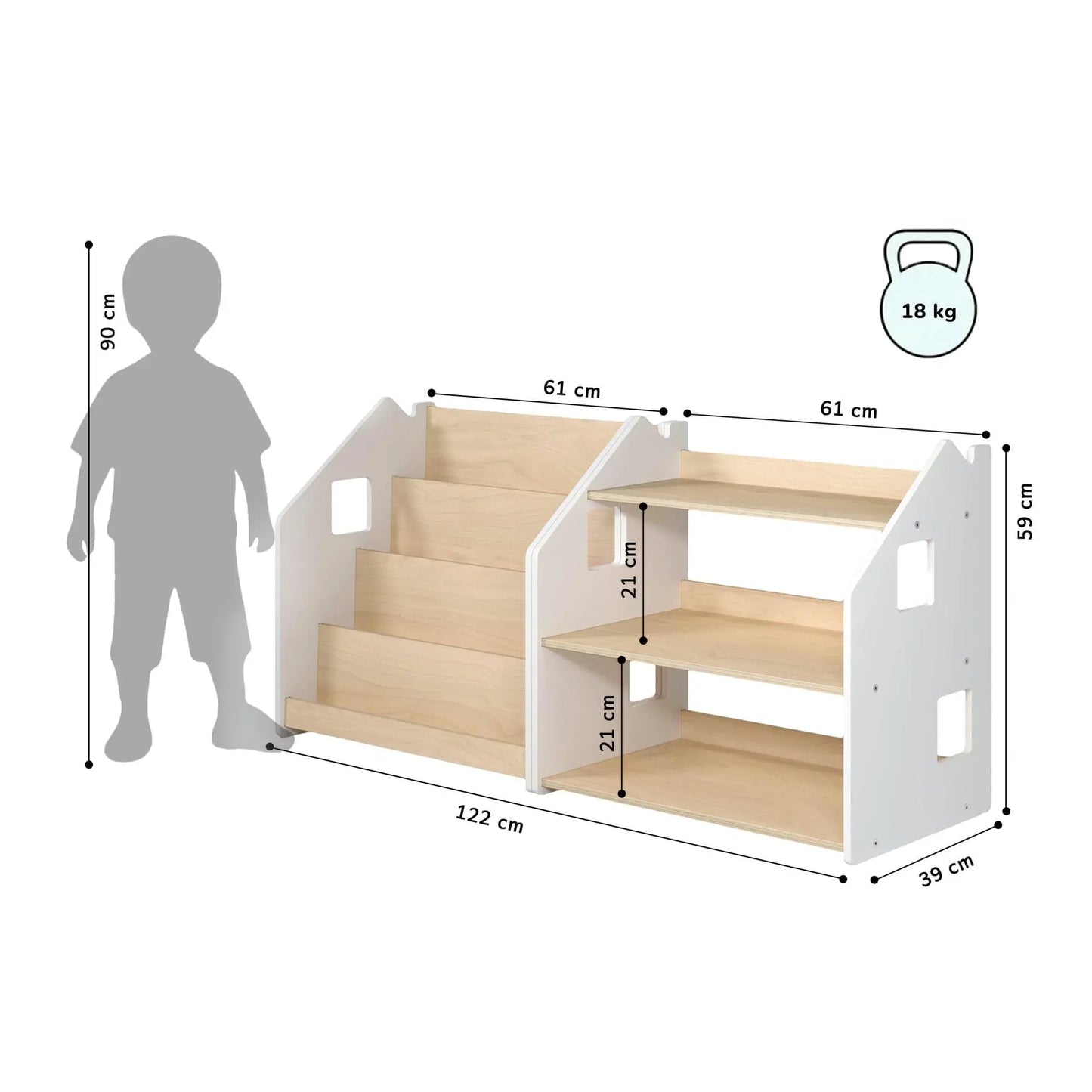 Ensemble - Bibliothèque enfant + Étagère à jouets - Couleur blanche BusyKids Europe s.r.o.